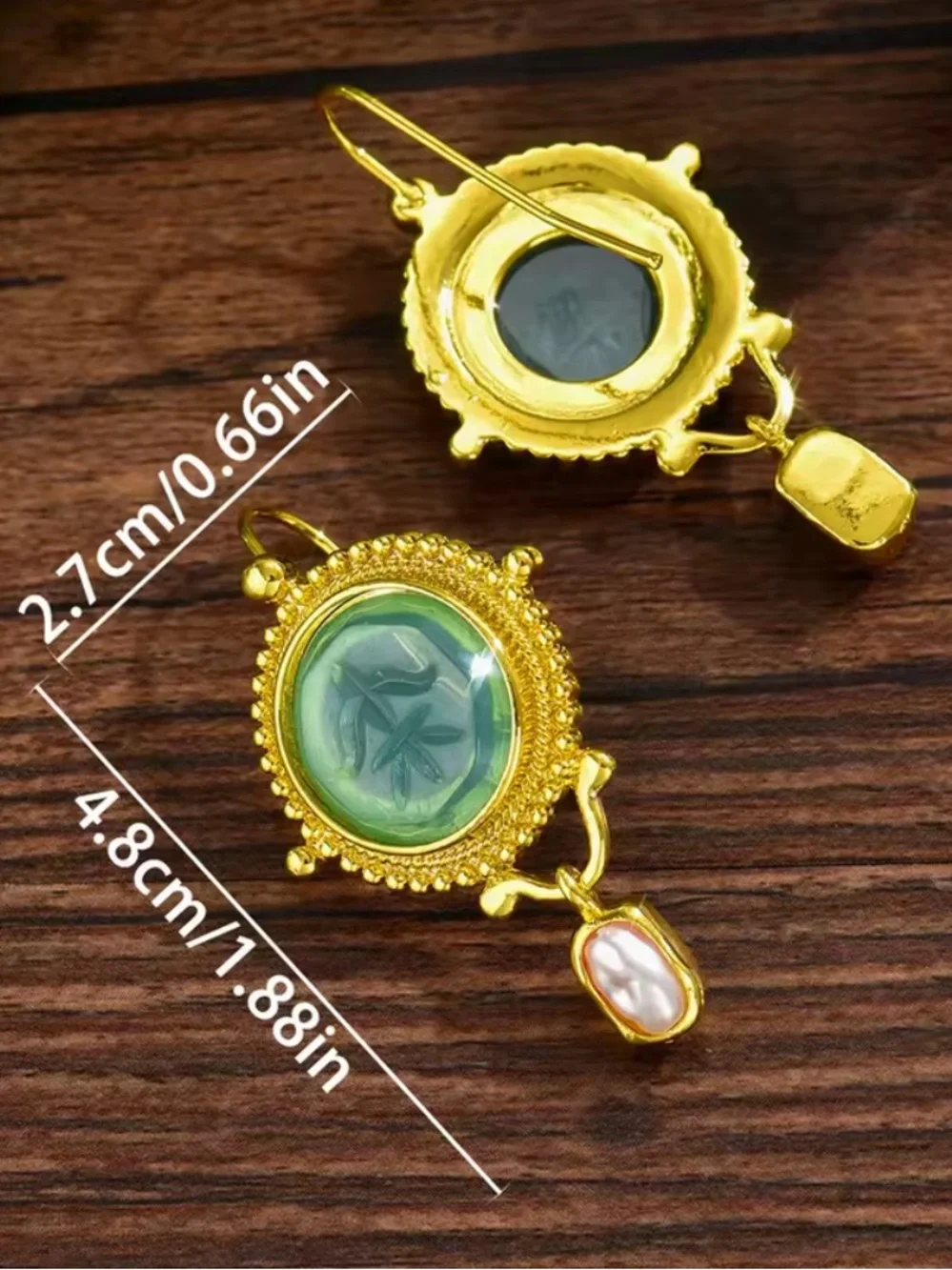 Earrings Blue Pearl Gold Vintage